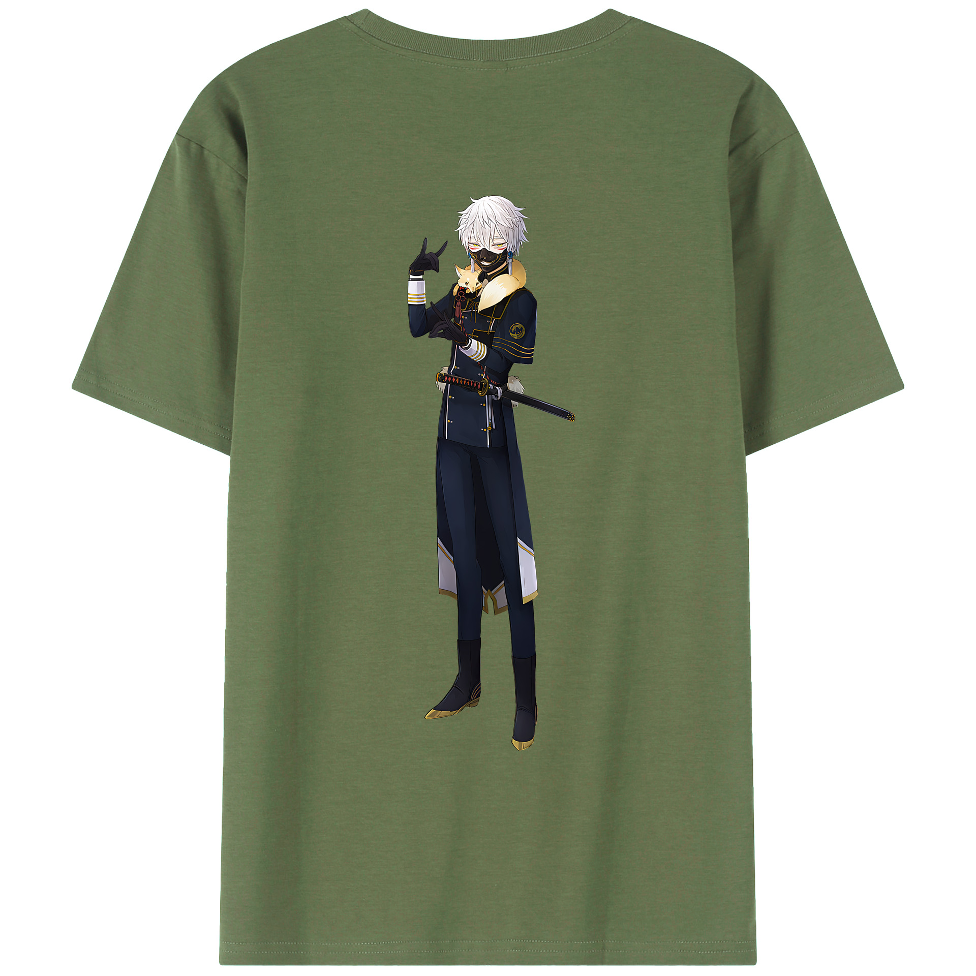 （画像用） 刀剣乱舞 Touken Ranbu 綿100％ メンズ半袖Tシャツ（バックプリント） 通気性